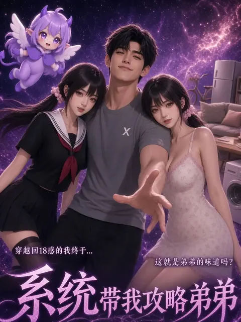短剧《系统带我攻略弟弟》封面，都市青年与发光界面